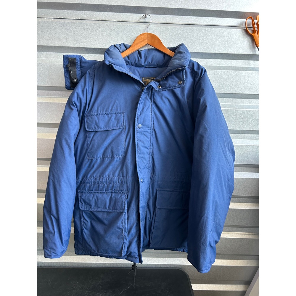Vintage 90s Eddie Bauer Puffer Jacket Mens L Blue Outdoor Winter Coat Gorpcore‎